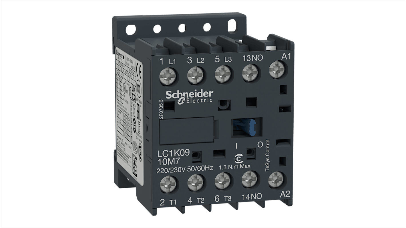 Schneider Electric védőkapcsoló, tekercs: 24 V ac, 3 pólusú, 9 A, 3NO