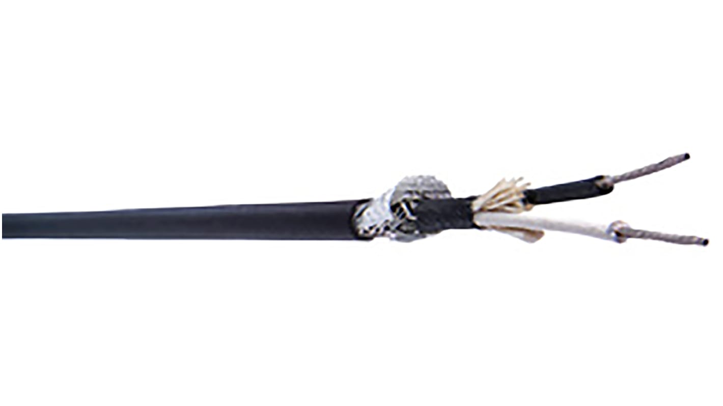 Belden8412 Series 2 Core Microphone Cable, 0.52 mm² CSA Screened, 6.65mm od, 152m, Black