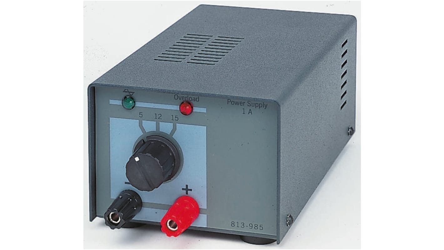 RS PRO Bench Power Supply, 5 V dc, 12 V dc, 15 V dc, 1A, 1-Output - UKAS Calibrated