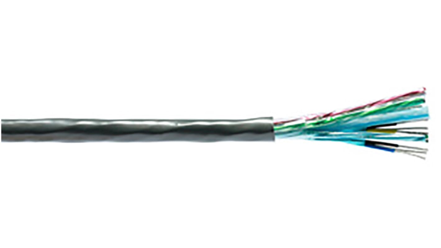 Belden Twisted Pair Data Cable, 6 Pairs, 0.33 mm², 12 Cores, 22 AWG, Screened, 152m, Chrome Sheath