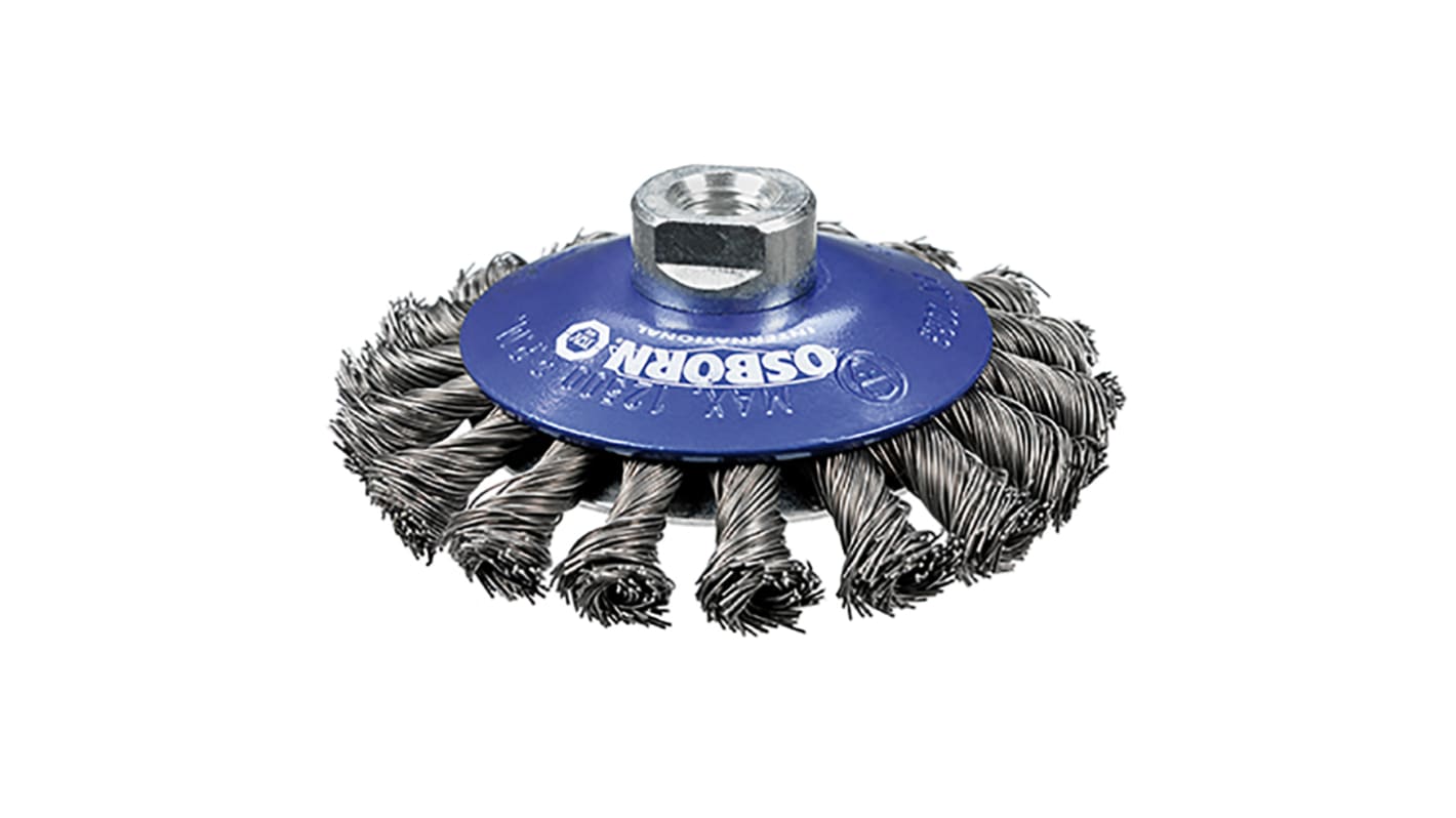 RS PRO Steel Abrasive Bevelled Brush, 12500rpm, 100mm Diameter