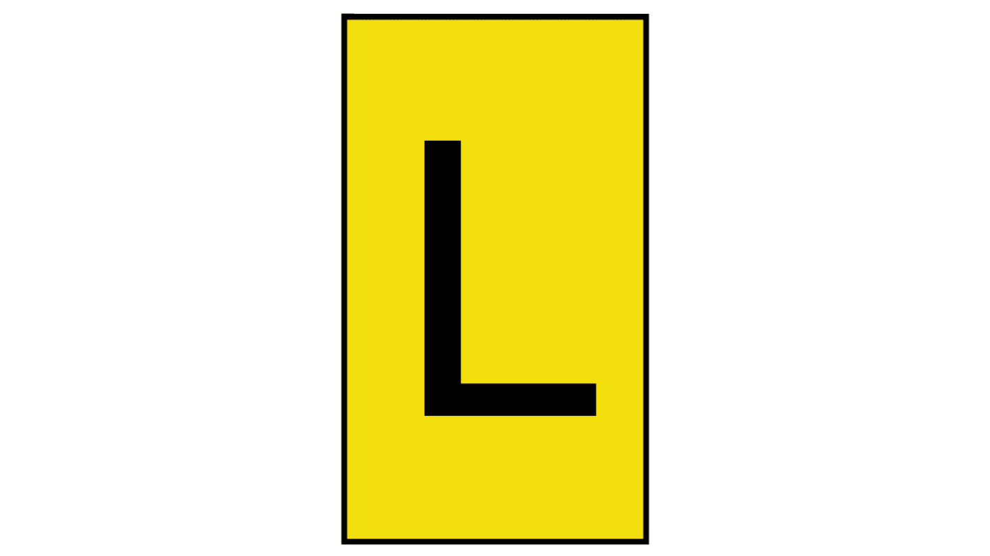 HellermannTyton Ovalgrip Slide On Cable Markers, Black on Yellow, Pre-printed "L", 2.5 → 6mm Cable, 901-10463