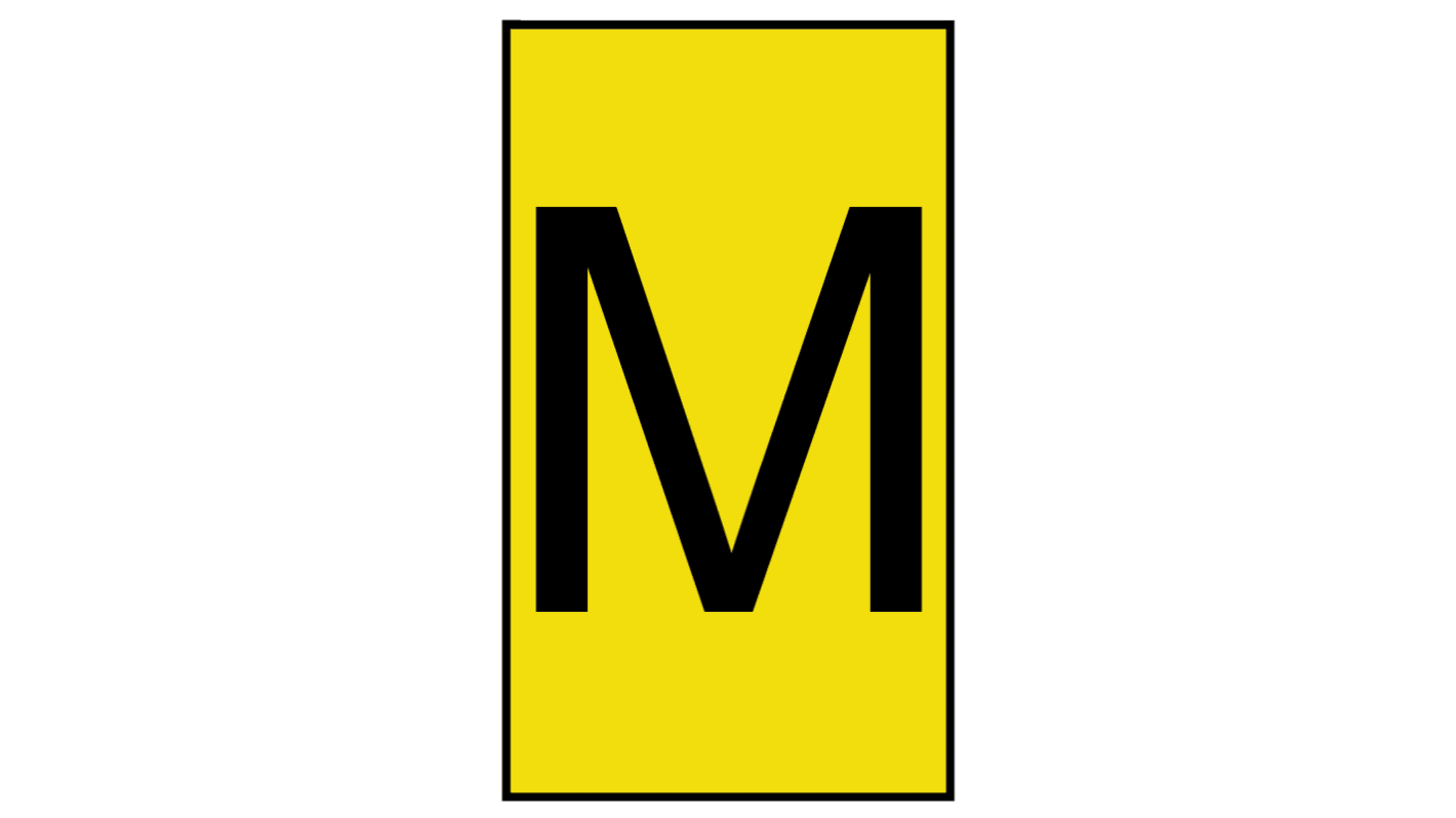 HellermannTyton Ovalgrip Slide On Cable Markers, Black on Yellow, Pre-printed "M", 2.5 → 6mm Cable