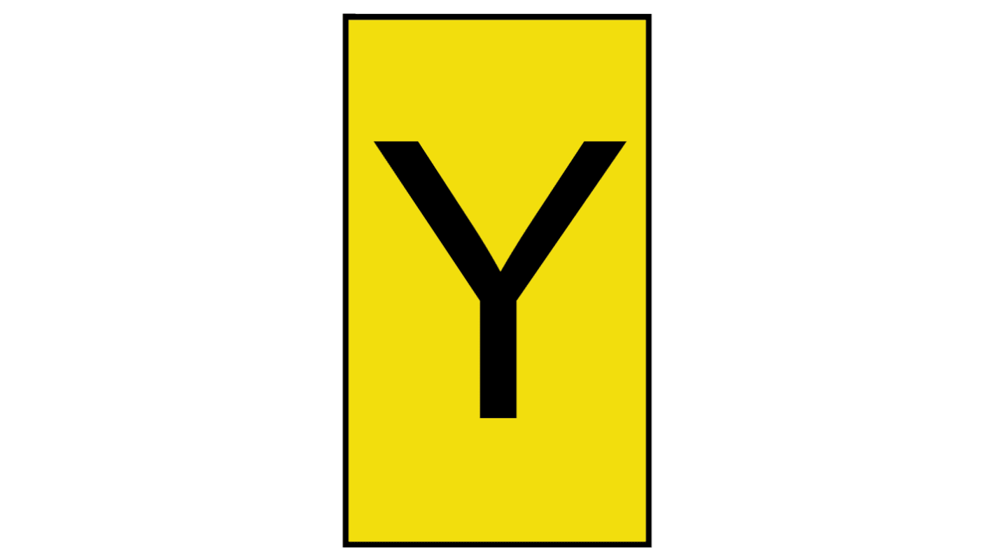 HellermannTyton Ovalgrip Slide On Cable Markers, Black on Yellow, Pre-printed "Y", 2.5 → 6mm Cable