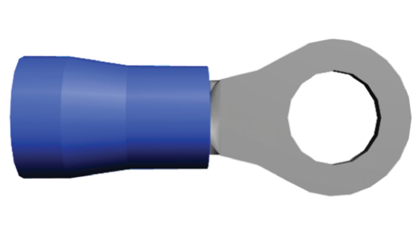 TE Connectivity 绝缘铜线鼻子, Φ5mm内环, #10螺栓, 2.6mm²线规, 蓝色, PLASTI-GRIP系列