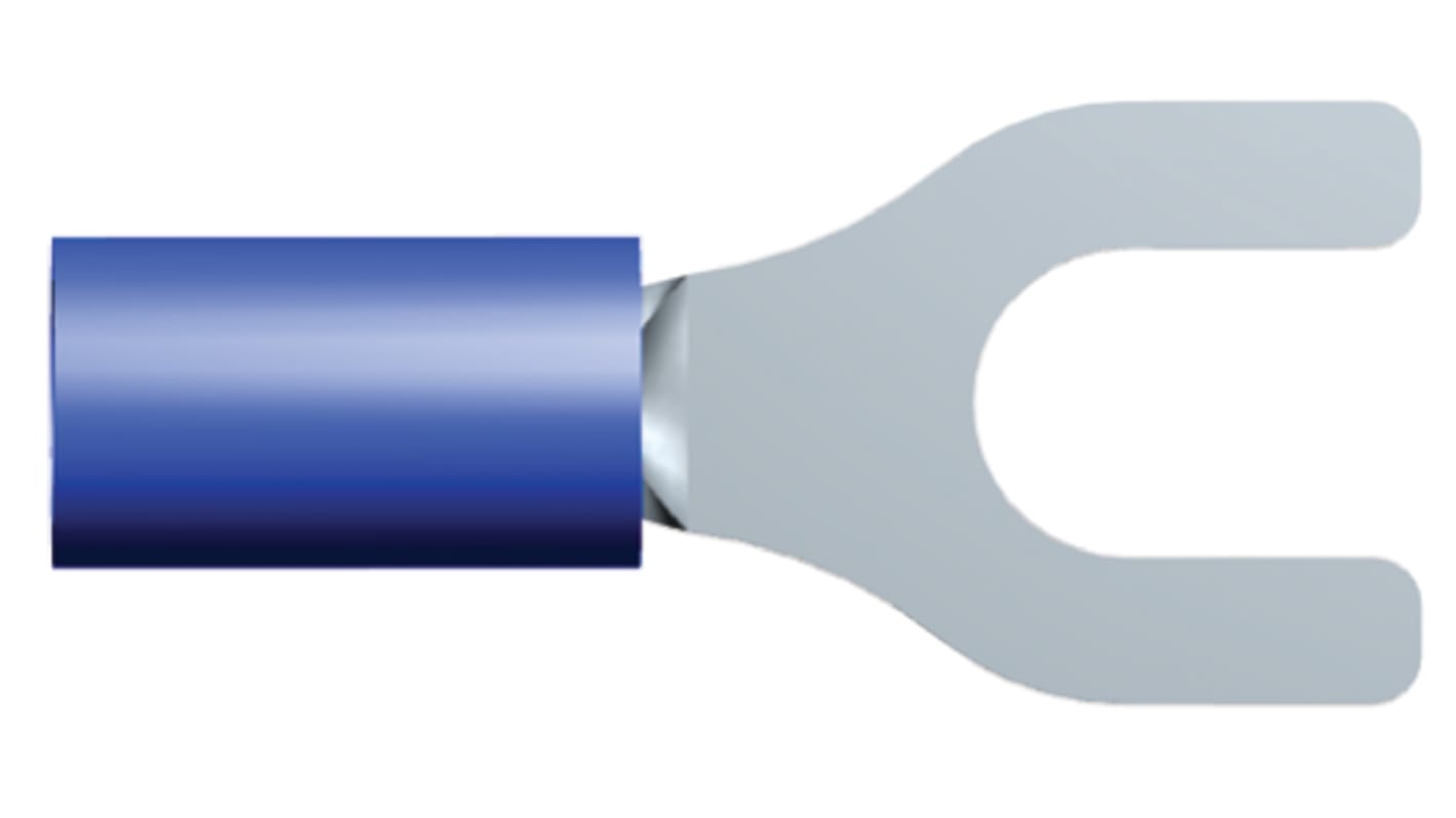 TE Connectivity 绝缘U型端子, M6 (1/4)螺栓, 线规1mm²至2.6mm², 蓝色, 12.07mm宽, 0.84mm厚, 镀锡触点, PIDG系列
