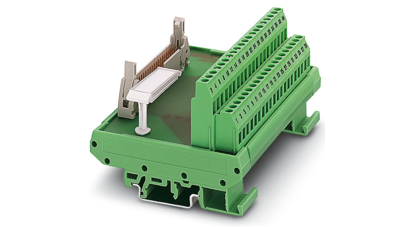 Phoenix Contact 扁平排线接口模块, 公插, 26p, DIN导轨安装, 24 → 12 AWG, 1A, 50 V 交流，60 V 直流
