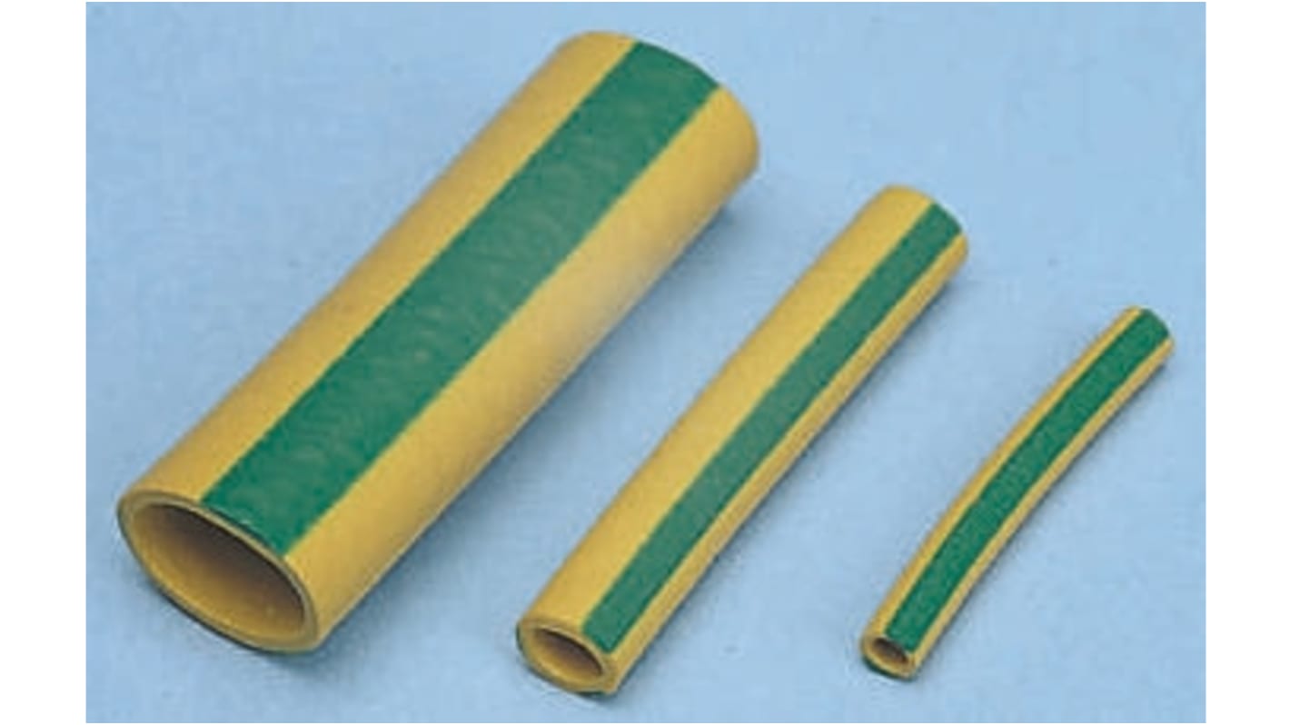 SES Sterling Expandable Neoprene/Chloroprene Green/Yellow Cable Sleeve, 3mm Diameter, 25mm Length, Helavia Series