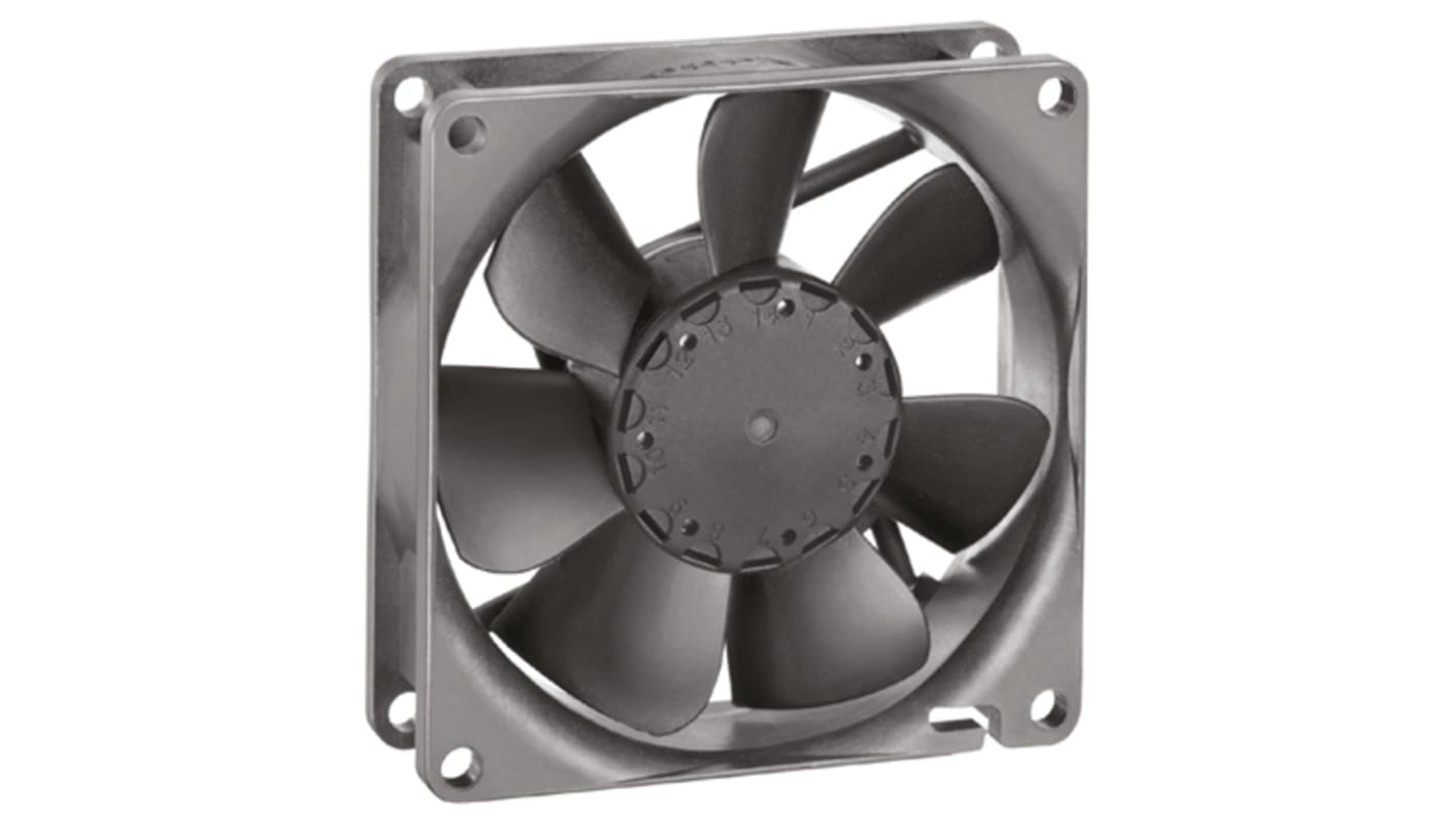 ebm-papst 8400 N Series Axial Fan, 24 V dc, DC Operation, 58m³/h, 1.4W, 80 x 80 x 25mm