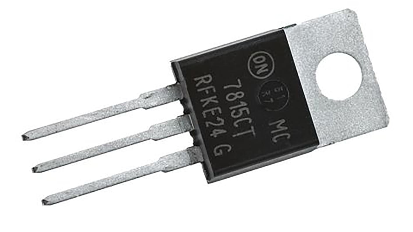 onsemi 线性稳压芯片, 15 V输出, 1A最大输出, 单路输出, TO-220, 3针, 通孔安装, 0 °C→+125 °C, ±4%精度