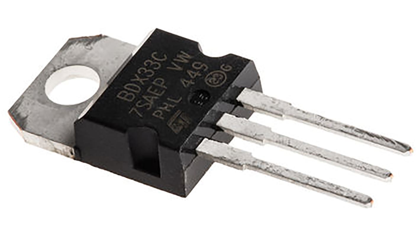 STMicroelectronics BDX33C NPN Darlington Transistor, 10 A 100 V HFE:750, 3-Pin TO-220