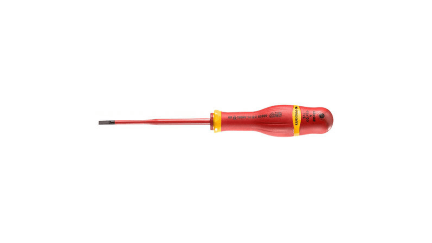 Facom Slotted Insulated Screwdriver, 4 mm Tip, 100 mm Blade, VDE/1000V, 210 mm Overall