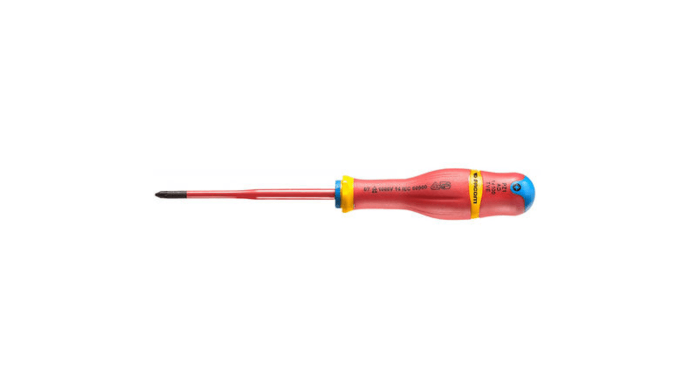 Facom Pozidriv Insulated Screwdriver, PZ1 Tip, 100 mm Blade, VDE/1000V, 210 mm Overall