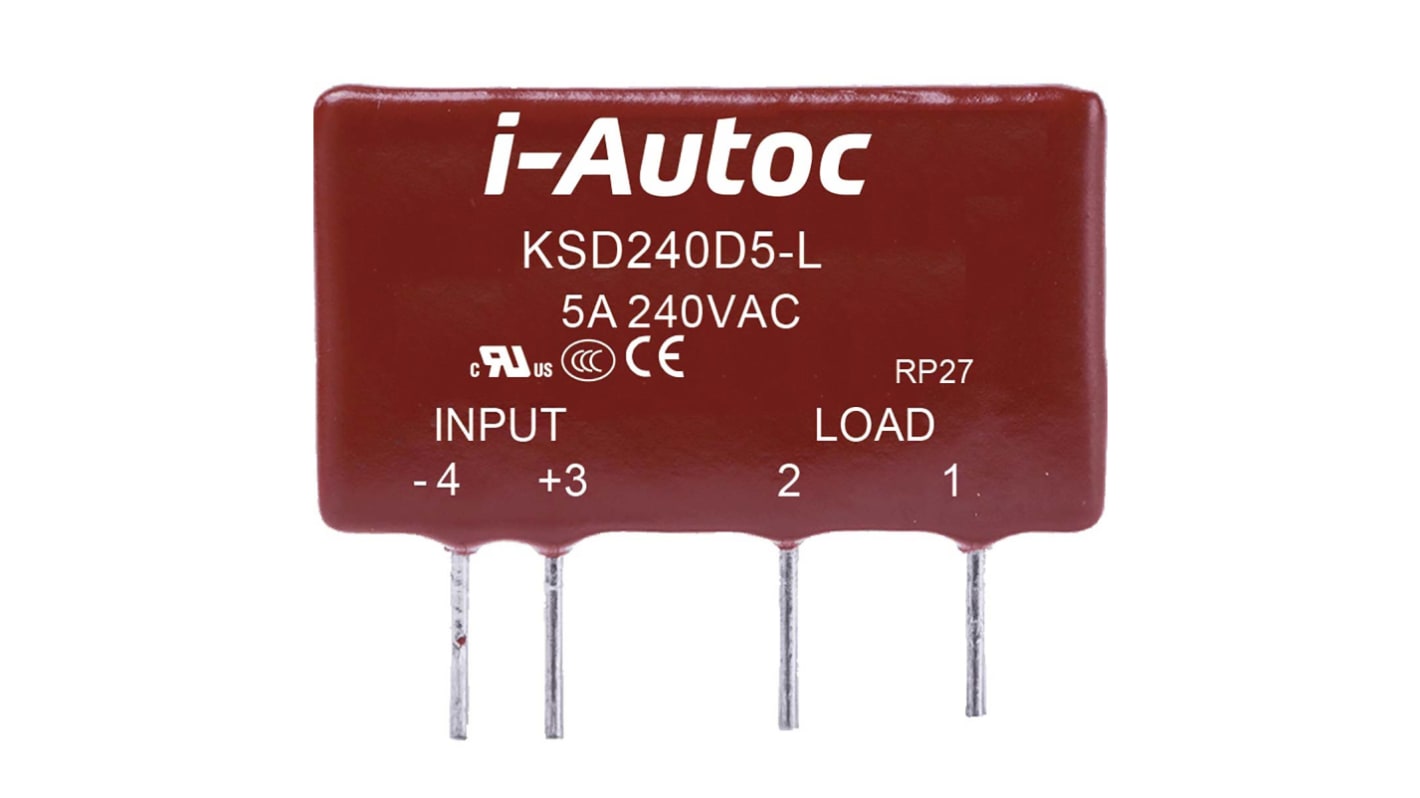 i-Autoc KSD Series Solid State Relay, 5A Load, PCB Mount, 480 V ac Load, 32 V dc Control