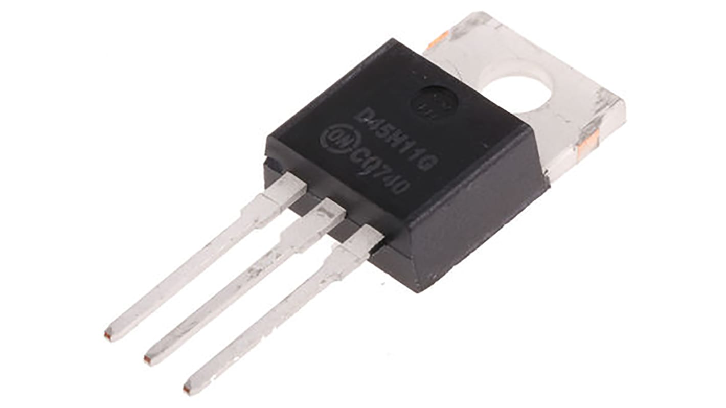 onsemi D45H11G PNP Transistor, -10 A, -80 V, 3-Pin TO-220AB