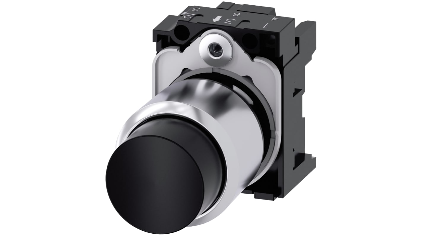 Siemens SIRIUS ACT Series Black Momentary Push Button Head, 22mm Cutout, IP66, IP67, IP69K