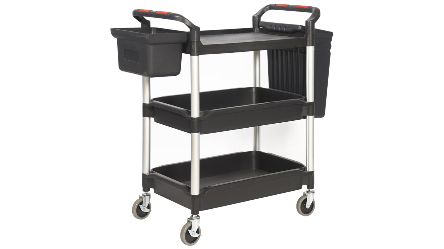 RS PRO 3 Shelf Plastic Trolley, 1100 x 490mm, 150kg Load