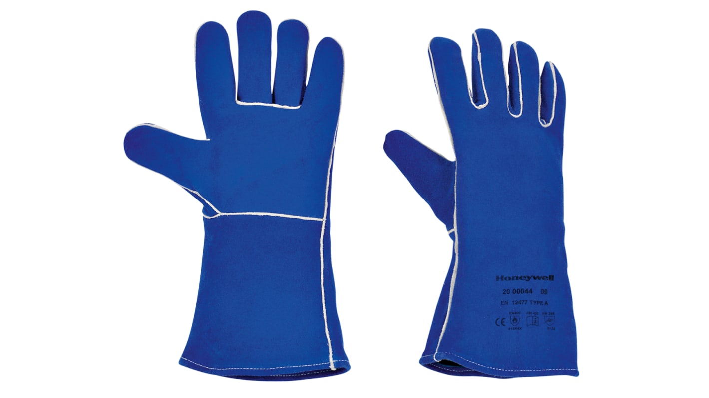 Honeywell Safety Blue Leather Gloves, Size 9