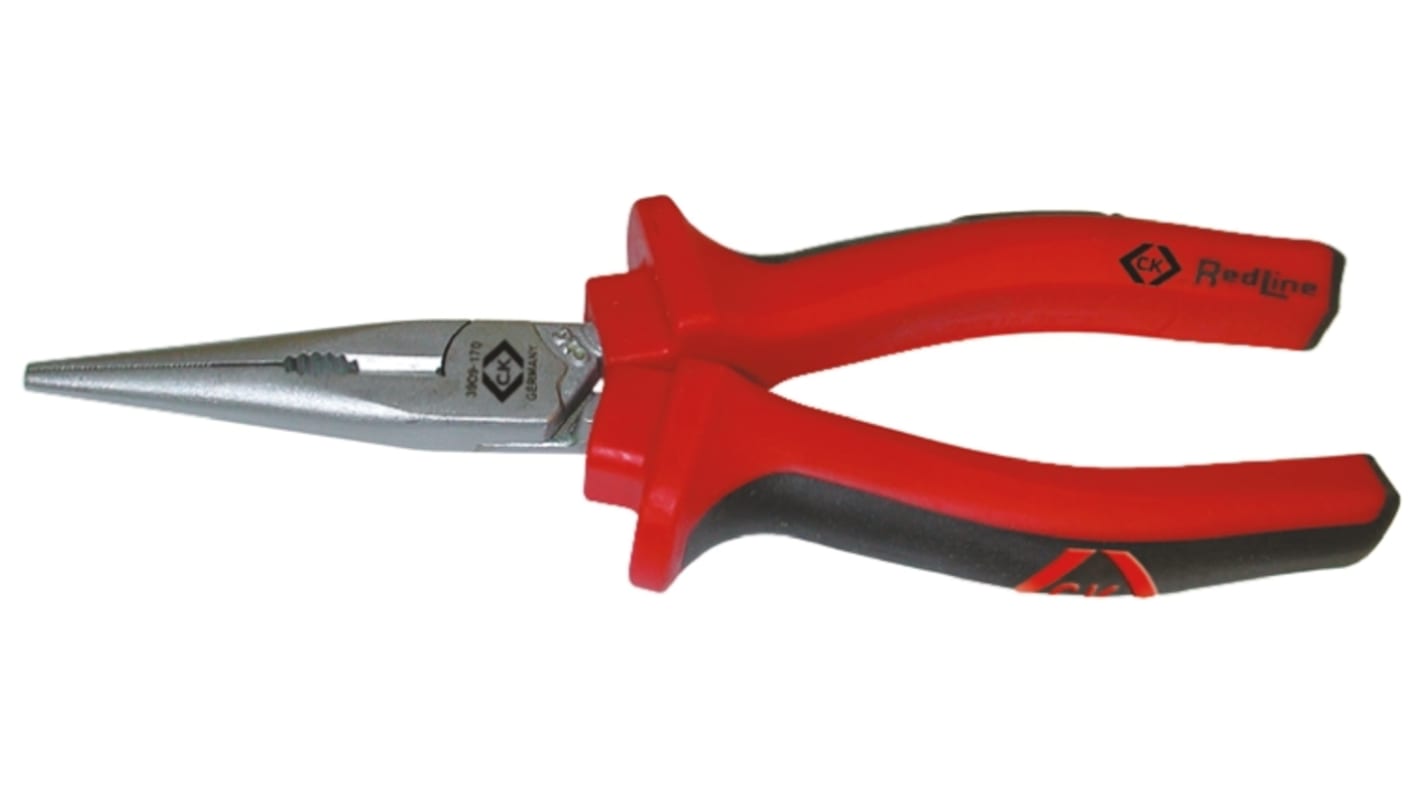 CK Long Nose Pliers, 170 mm Overall, Straight Tip, 75mm Jaw