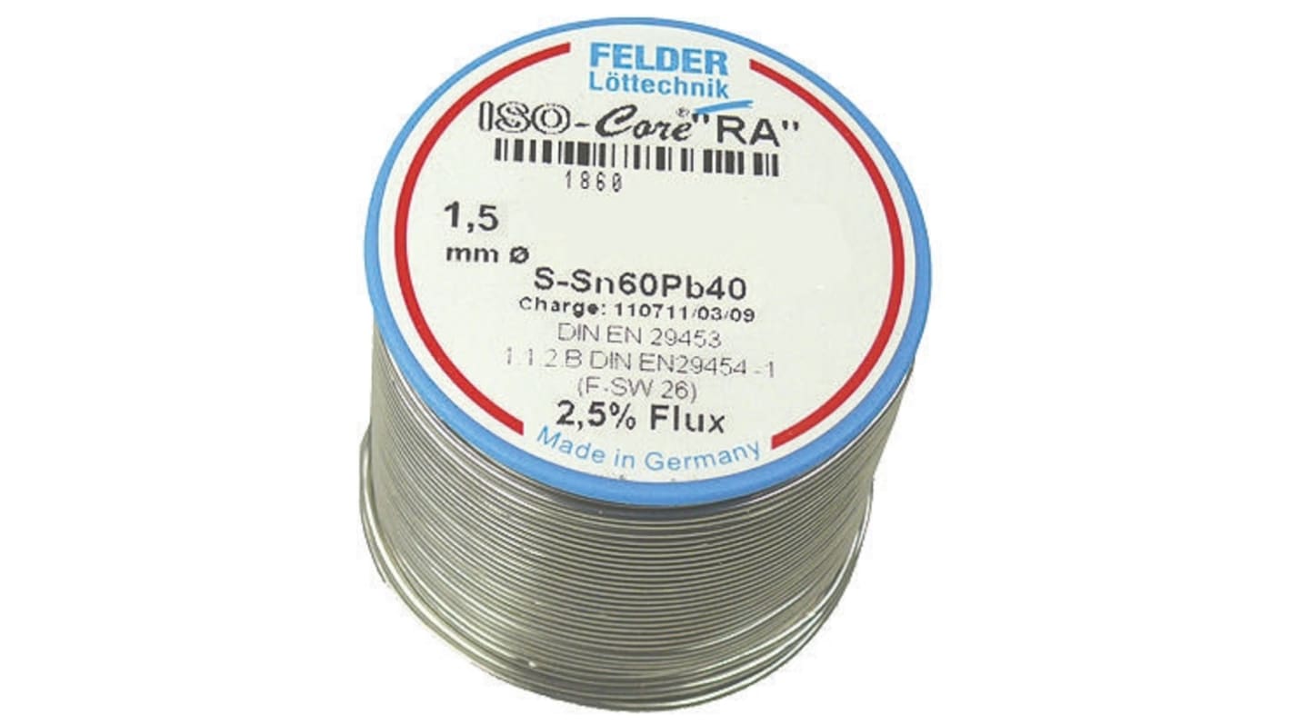 Felder Lottechnik Wire, 1.5mm Lead solder, 183°C Melting Point