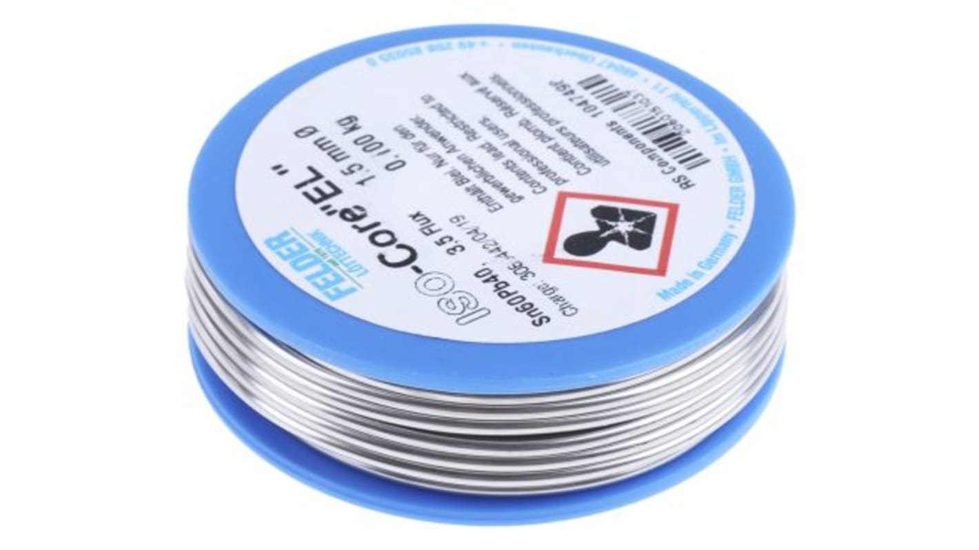 Felder Lottechnik Wire, 1.5mm Lead solder, 183°C Melting Point