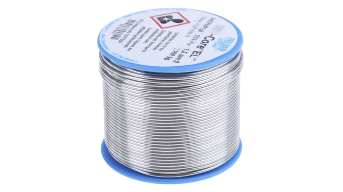 Fil à souder Felder Lottechnik 1mm, 250g, Plomb 36%, Etain 62%, Argent 2%, fusion à 179°C