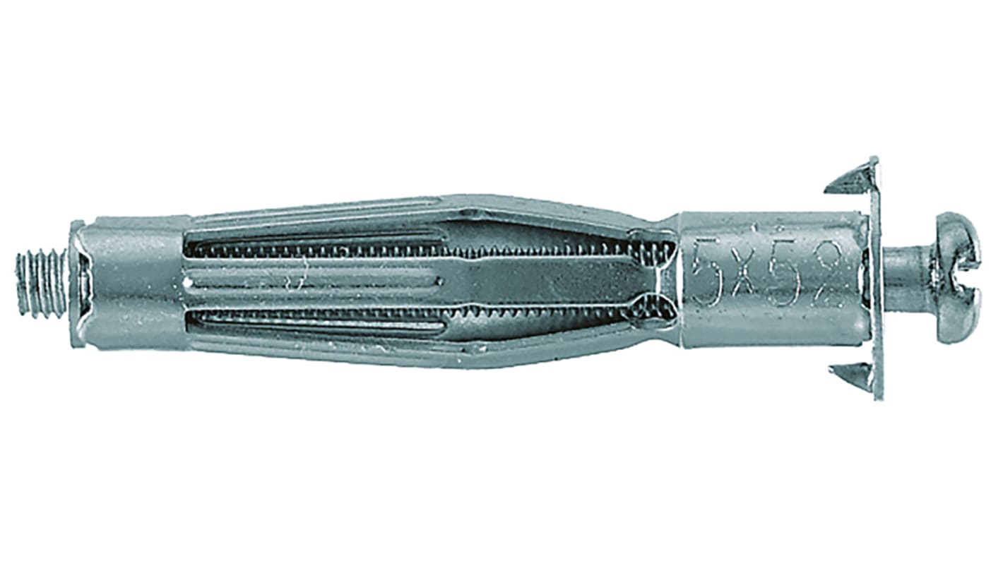 Fischer Hohlwandbefestigungen Typ Hohlraumbefestigung, Ø 4mm L. 46mm, Schlitz , mit Linsenkopf-Schraube Metall