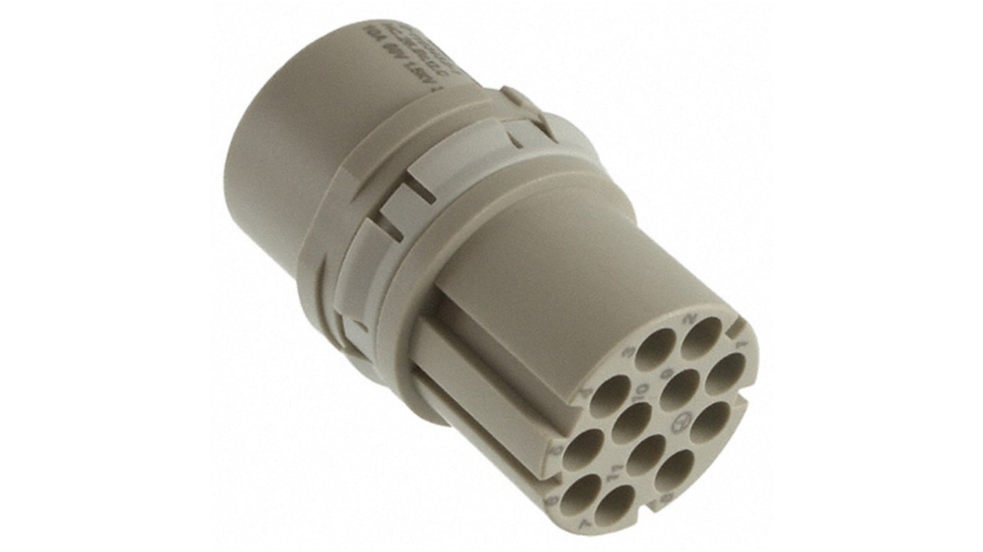 TE Connectivity Connector, 12 Contacts, Cable Mount, Socket, Female, IP65, CHC, HC25, HTS Series