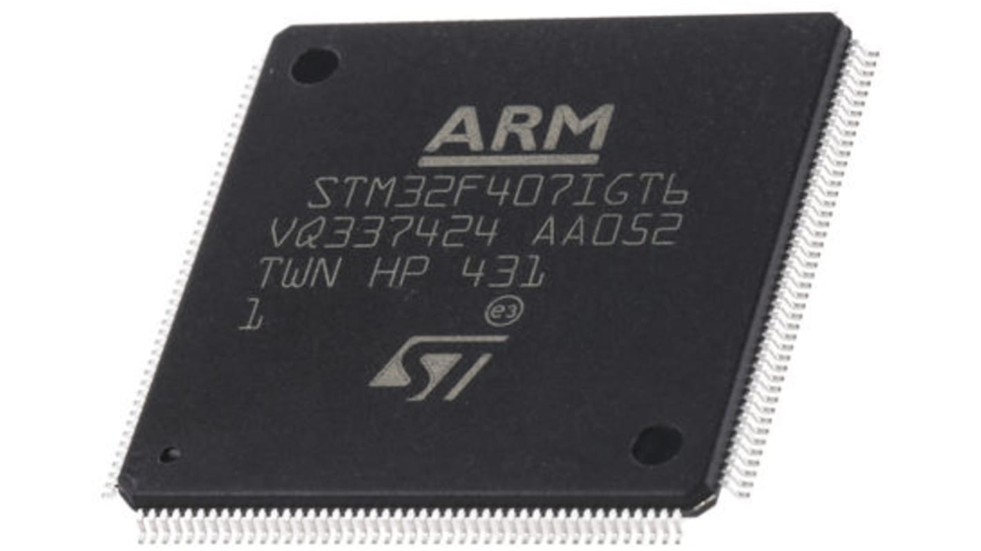STMicroelectronics STM32F4单片机, ARM Cortex M4内核, 176针, LQFP, 最大180MHz, 2.048 MB 闪存, 256 kB RAM