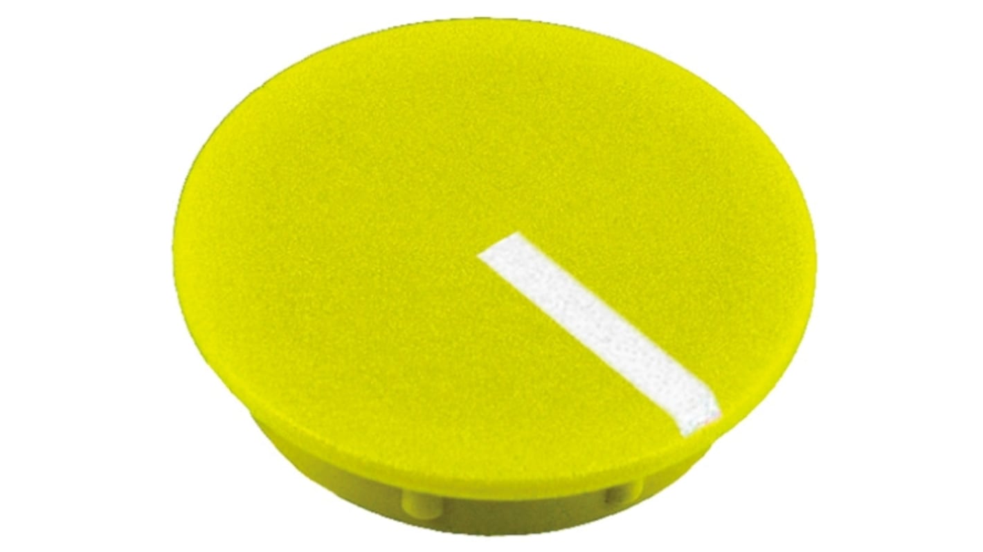 RS PRO 19mm Yellow Potentiometer Knob Cap for 6.4mm Shaft