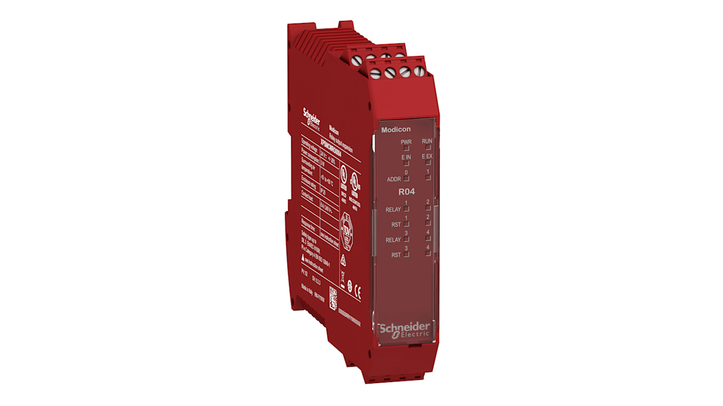 Schneider Electric XPSMCM Series Output Module, 4 Inputs, 4 Outputs, 24 V dc