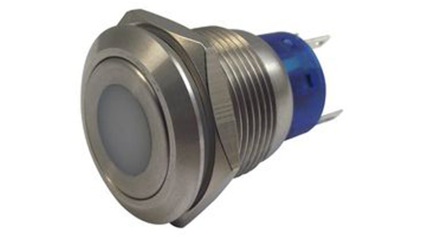 RS PRO Illuminated Push Button Switch, Momentary, Panel Mount, 19.2mm Cutout, SPDT, Green LED, 250V ac, IP67