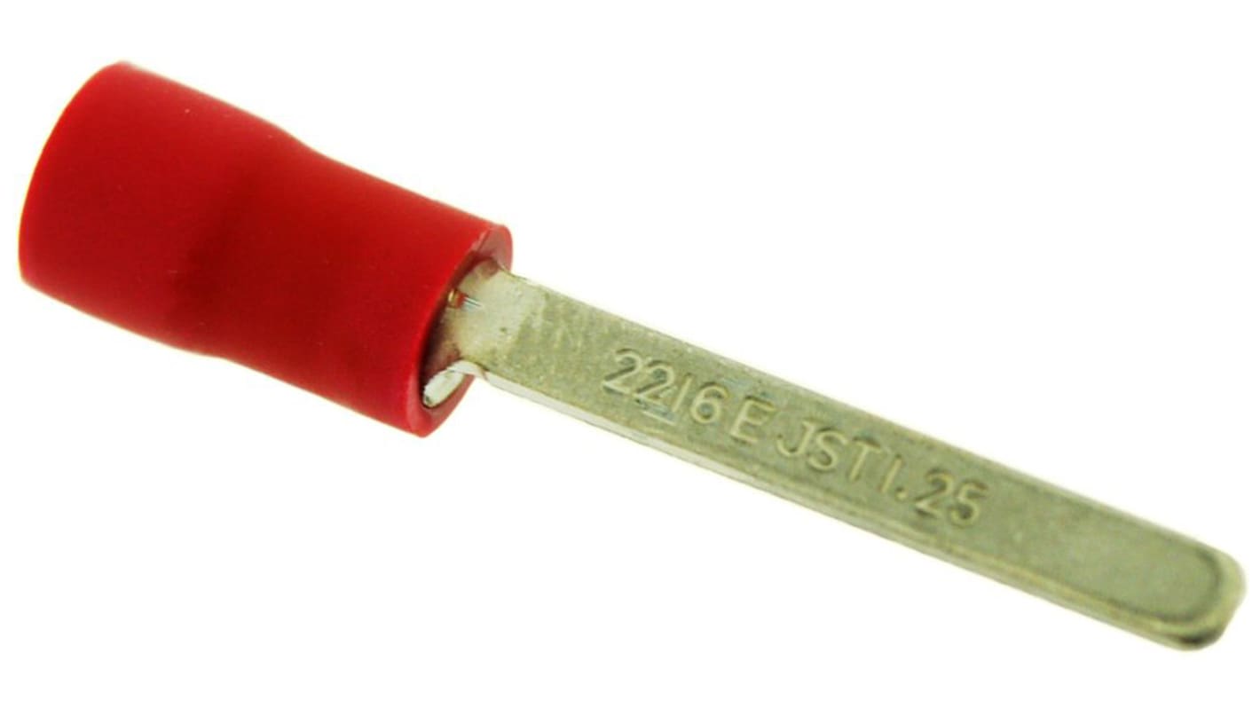 JST Insulated Crimp Blade Terminal 18mm Blade Length, 0.25mm² to 1.65mm², 22AWG to 16AWG, Red