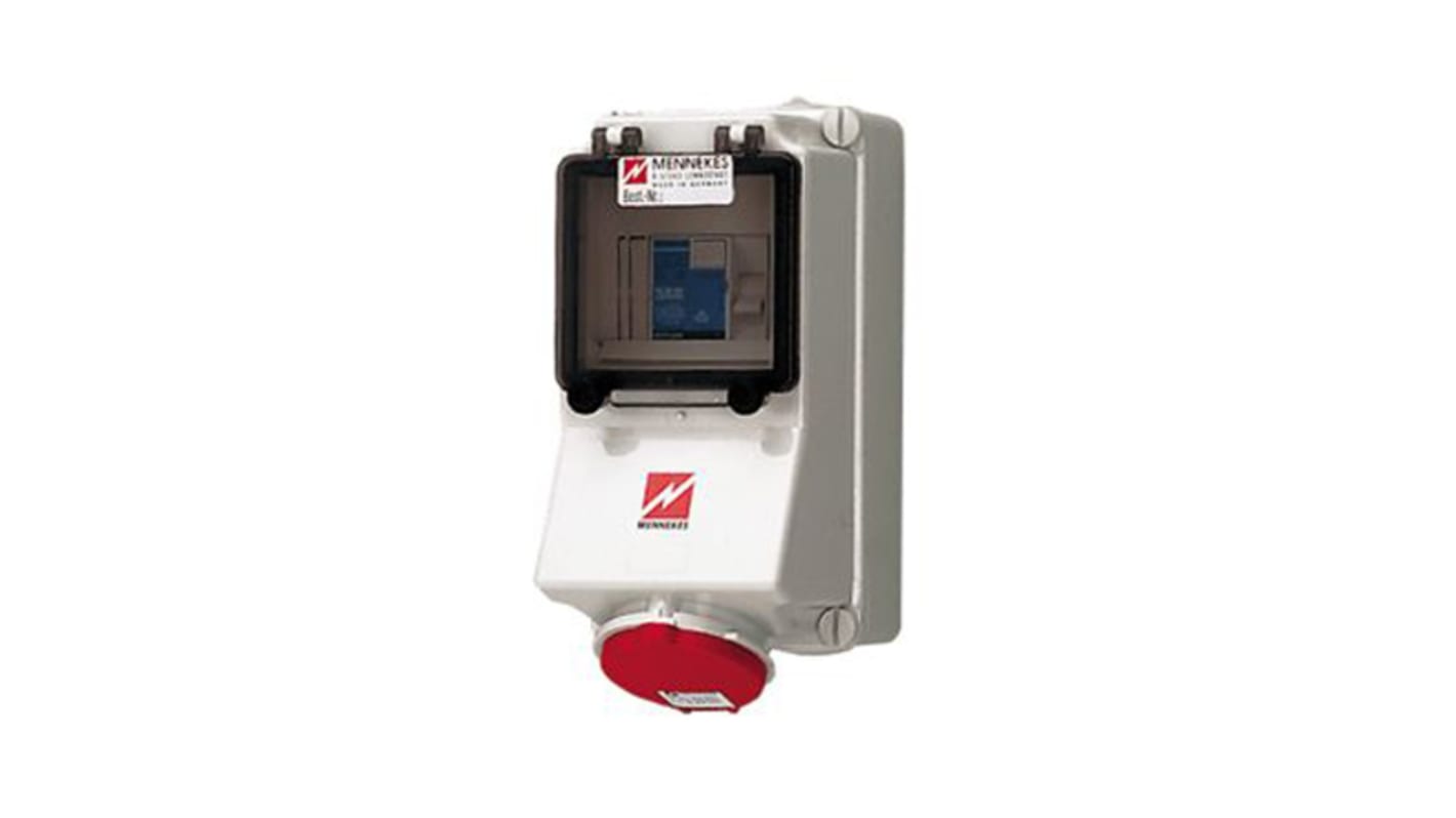 MENNEKES IP44 Industrial Interlock Socket 3P+N+E, 16A, 415 V
