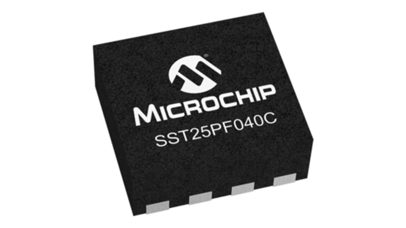 マイクロチップ,  フラッシュメモリ, 4Mbit, SPI, 8-Pin, SST25PF040C-40I/MF