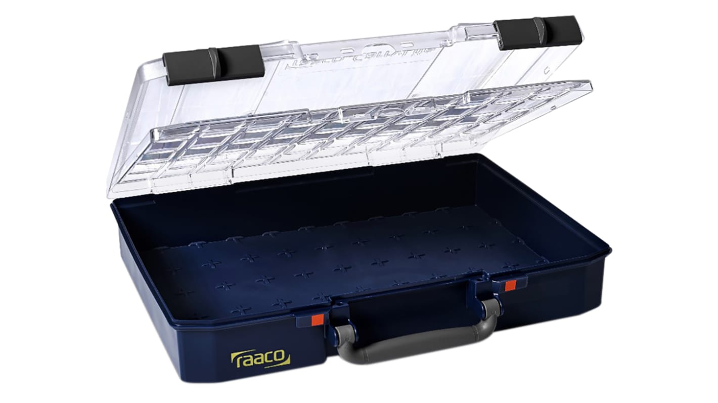 Raaco 零件收纳盒, 413mm x 82mm x 330mm, 可调储物格带透明盖板, PP, Carrylite 80 5x10-0/DLU