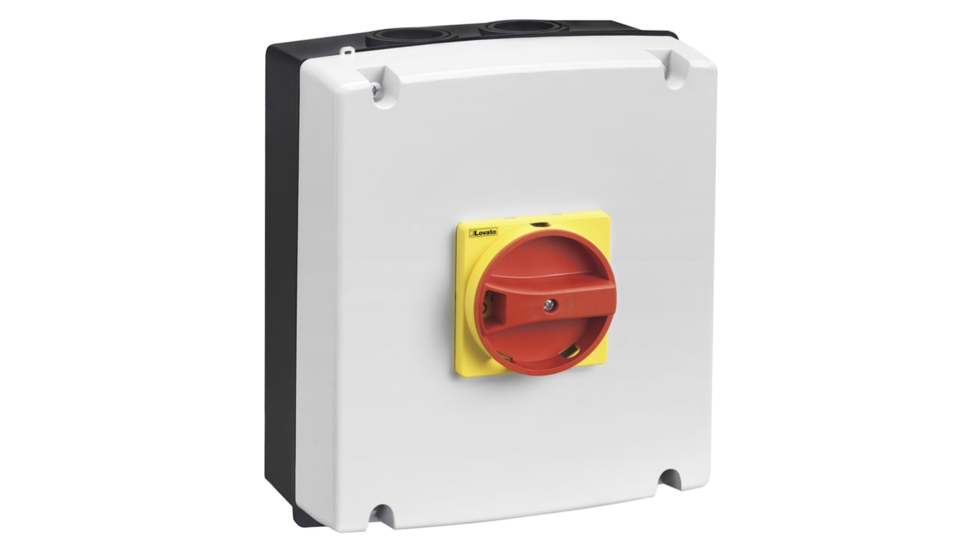 Lovato 3P Pole Isolator Switch - 80A Maximum Current, 45kW Power Rating, IP65