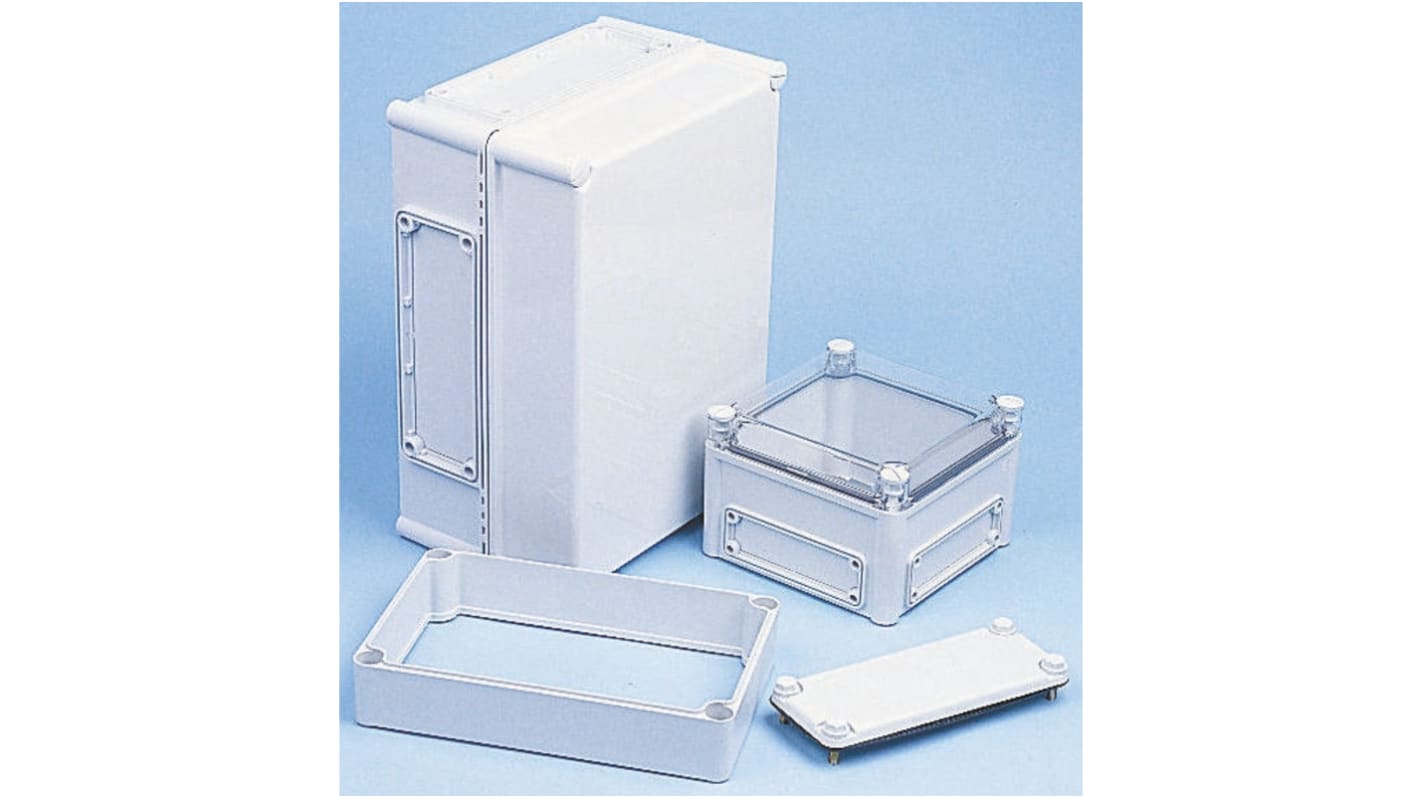 Fibox EK Series Grey Polycarbonate Enclosure, IP66, IP67, Flanged, Transparent Lid, 380 x 190 x 180mm