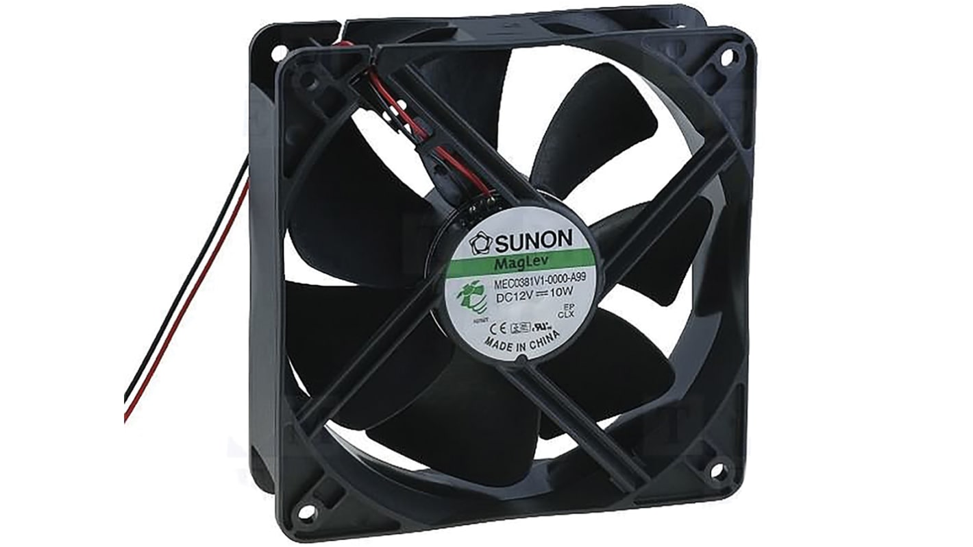 Sunon ME Series Axial Fan, 12 V dc, DC Operation, 234.5m³/h, 10W, 833mA Max, 120 x 120 x 38mm