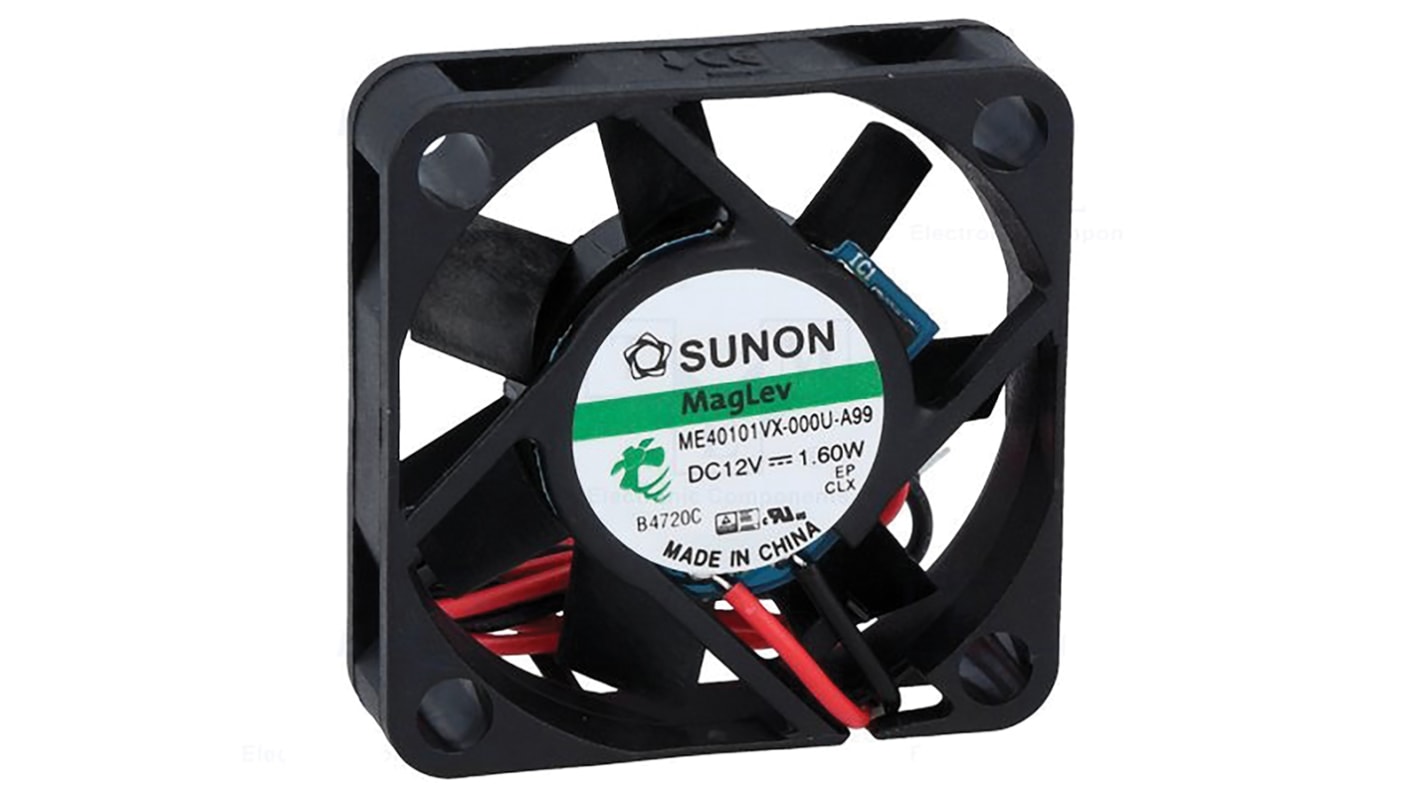 Sunon ME Series Axial Fan, 12 V dc, DC Operation, 9.9cfm, 1.6W, 130mA Max, 40 x 40 x 10mm