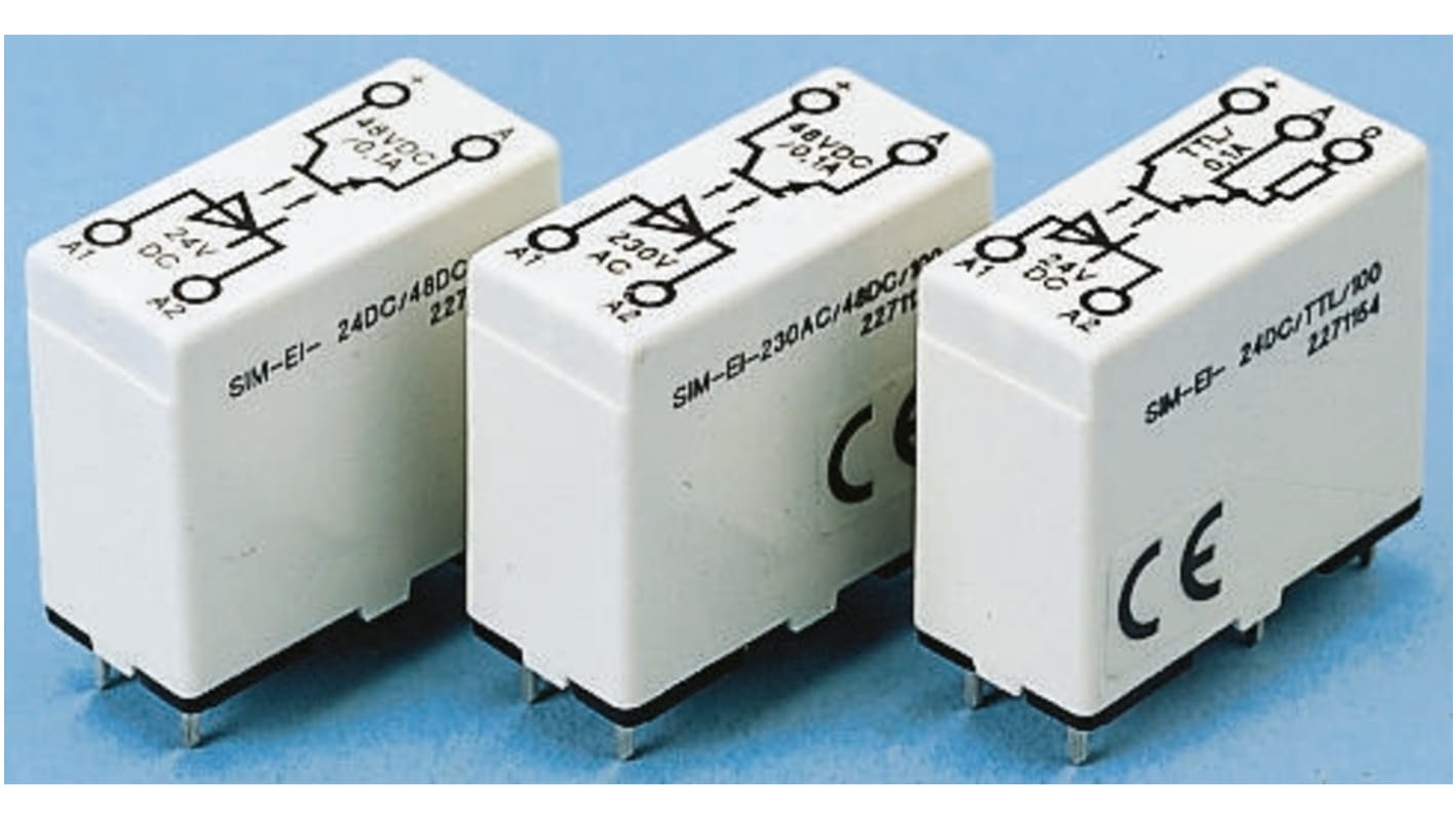 Phoenix Contact SIM-EI- 24DC/48DC/100 Series Solid State Relay, 0.1 A Load, 48 V dc Load, 24 V dc Control