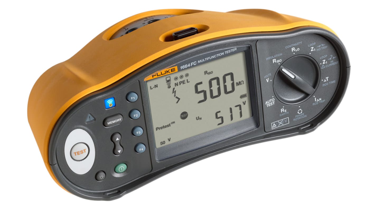 Fluke 1664FC Electrical Tester, 50 V, 100 V, 250 V, 500 V, 1000 V , Earth Resistance Measurement With BLE, USB RS