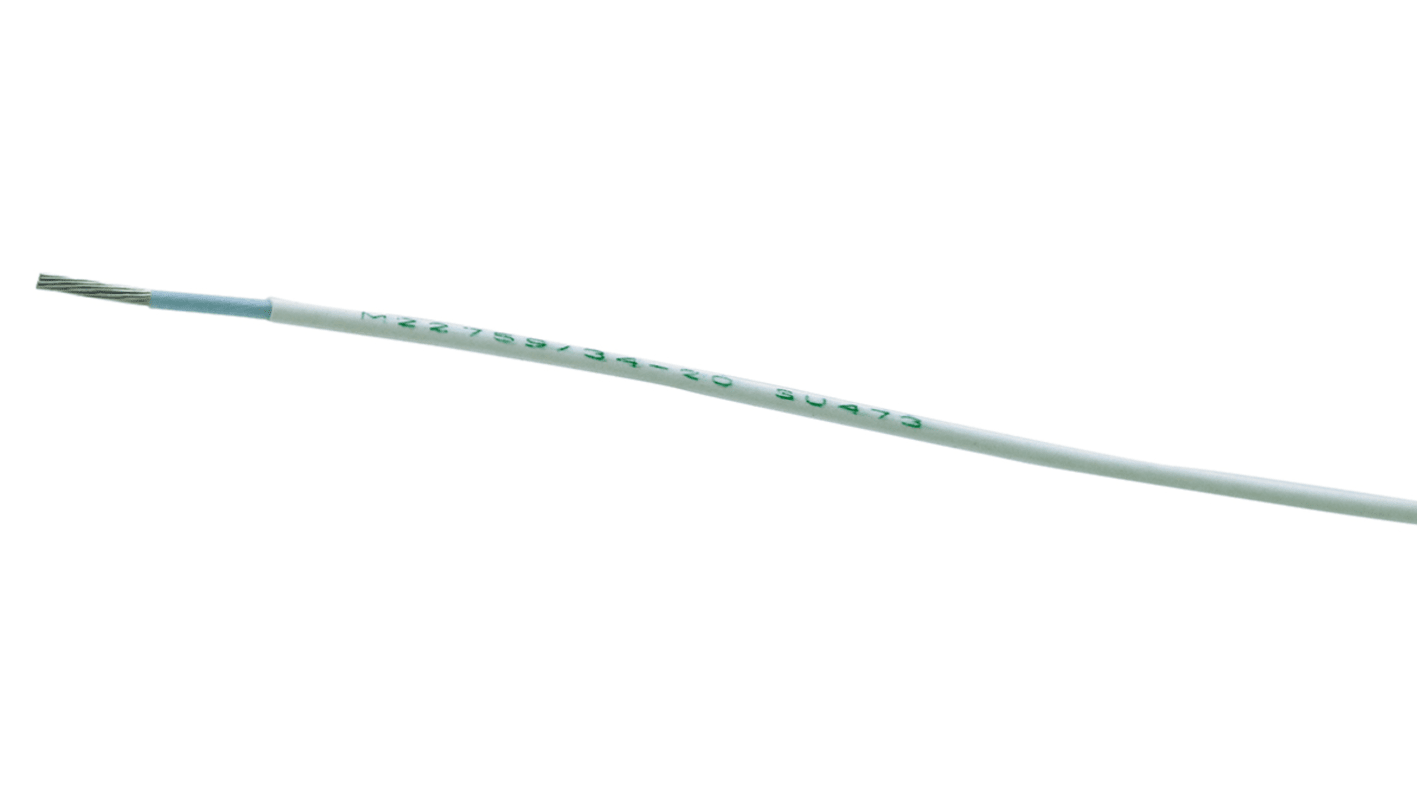 TE Connectivity M22759 Series White 3.31 mm² Hook Up Wire, 12 AWG, 37 / 28 AWG, 100m, ETFE Insulation, M22759/32-12-9