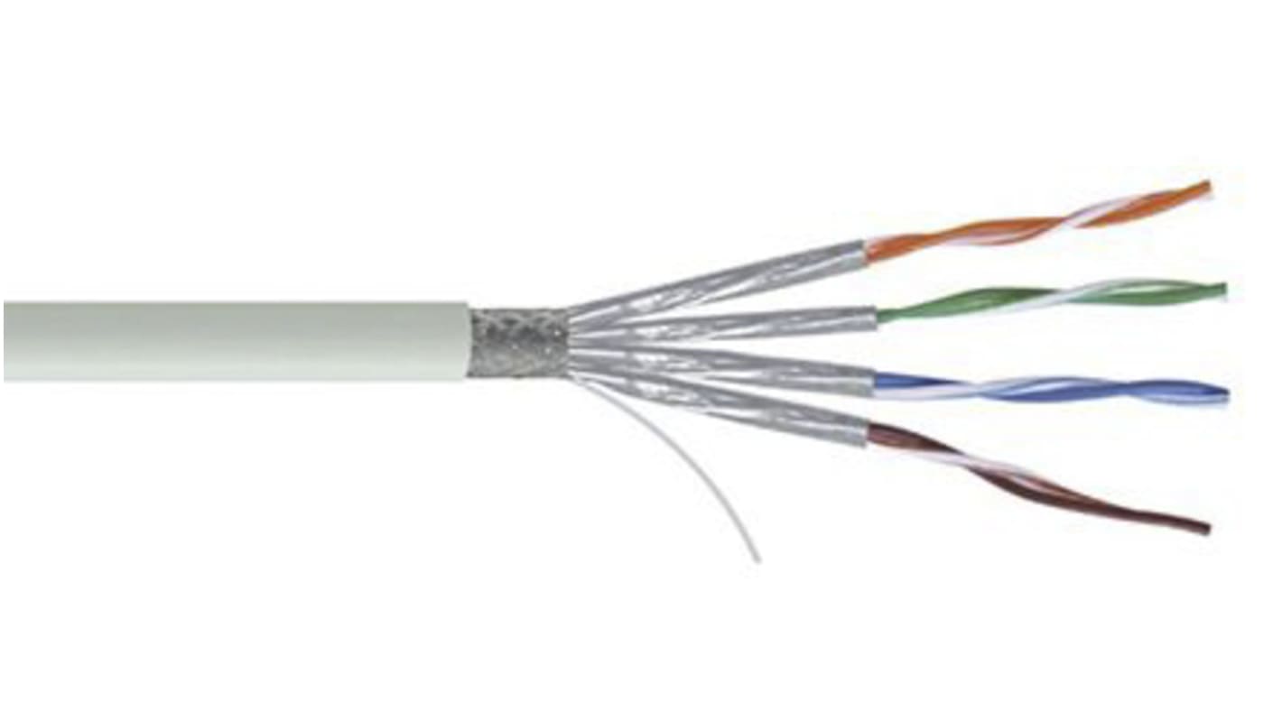 Cable Ethernet Cat7 S/FTP RS PRO de color Gris, long. 100m, funda de PVC