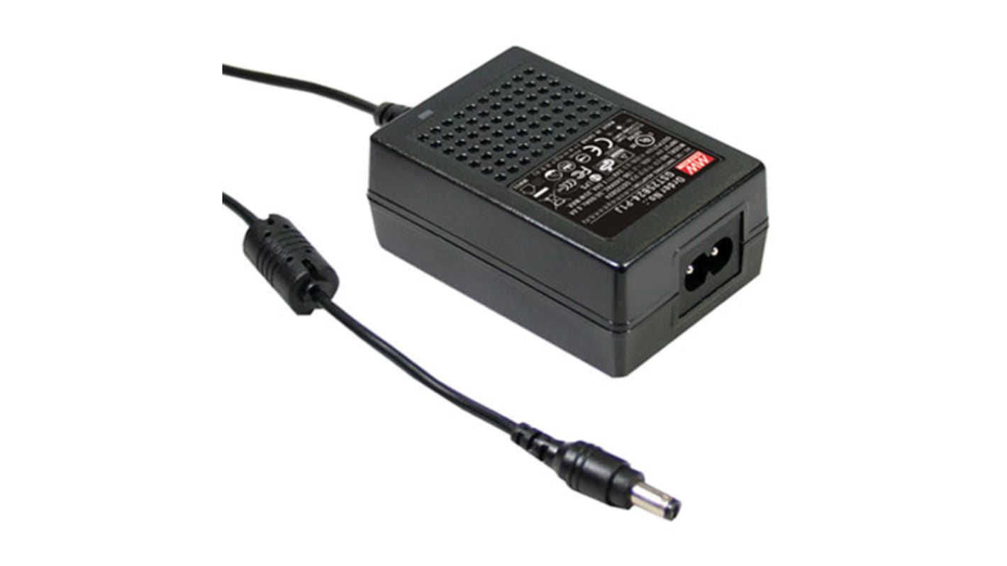 MEAN WELL 25W Power Brick AC/DC Adapter 18V dc Output, 0 → 1.38A Output