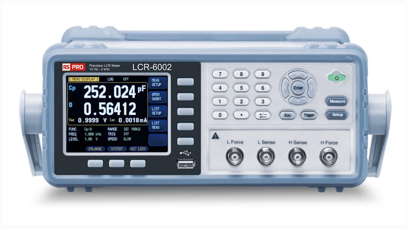 Medidor LCR de banco RS PRO LCR-6002, 9999H/ 9.9mF/ 99 MΩ