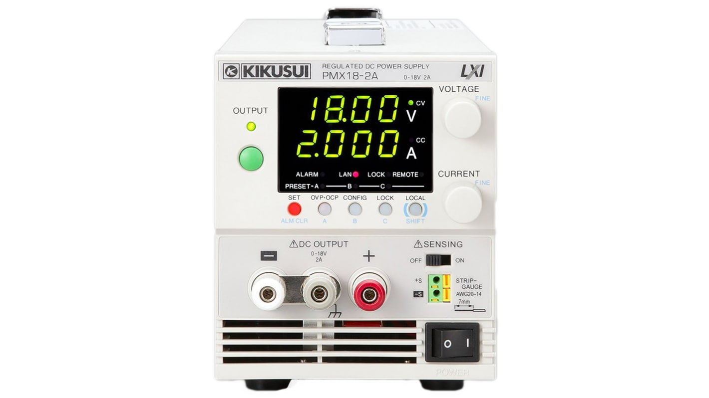 PMX18-5A | 菊水電子工業 ベンチ電源, 出力数:1, 0 → 18V, 5A | RS PMX18-5A | 菊水電子工業 ベンチ電源, 出力数:1, 0 → 18V, 5A | RS