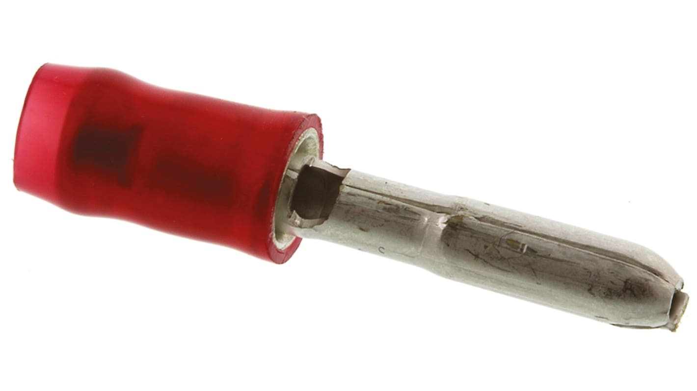 TE Connectivity, PIDG Insulated Male Crimp Bullet Connector, 0.5mm² to 1mm², 20AWG to 15AWG, 3mm Bullet diameter, Red