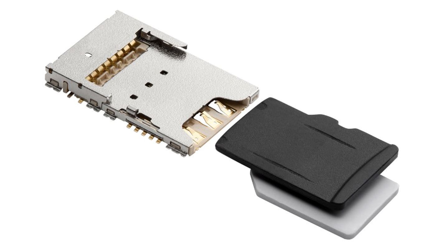 Molex 6 (Nano SD), 8 (microSD) Way Push/Pull MicroSD, Nano SIM Memory Card Connector With Solder Termination