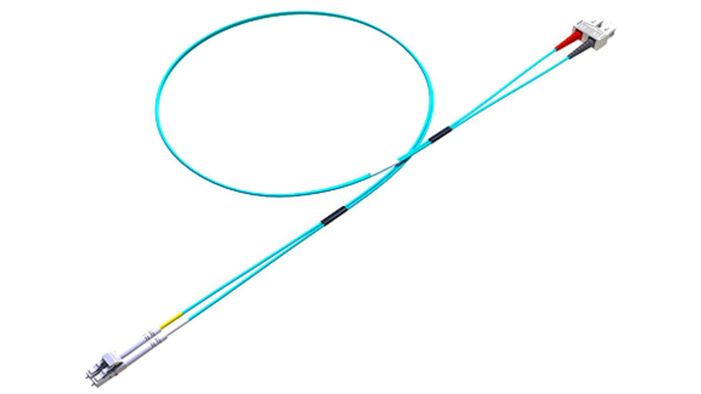 Cable de fibra óptica RS PRO OM3, con A: LC, con B: SC, long. 5m, funda de , funda libre de halógenos y bajo nivel de